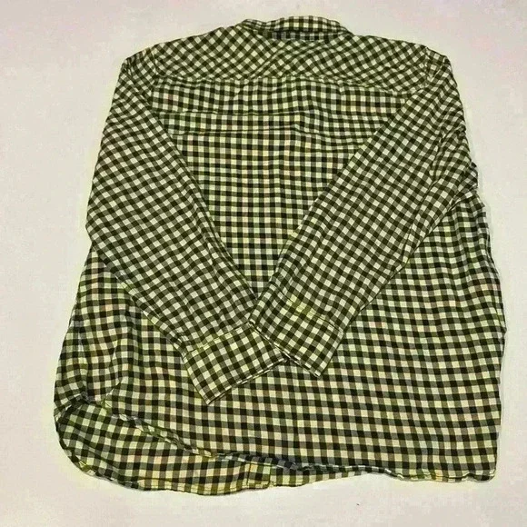 Talbots Blue and Yellow Checked Button Down Shirt Size Medium Petite - Picture 2 of 5